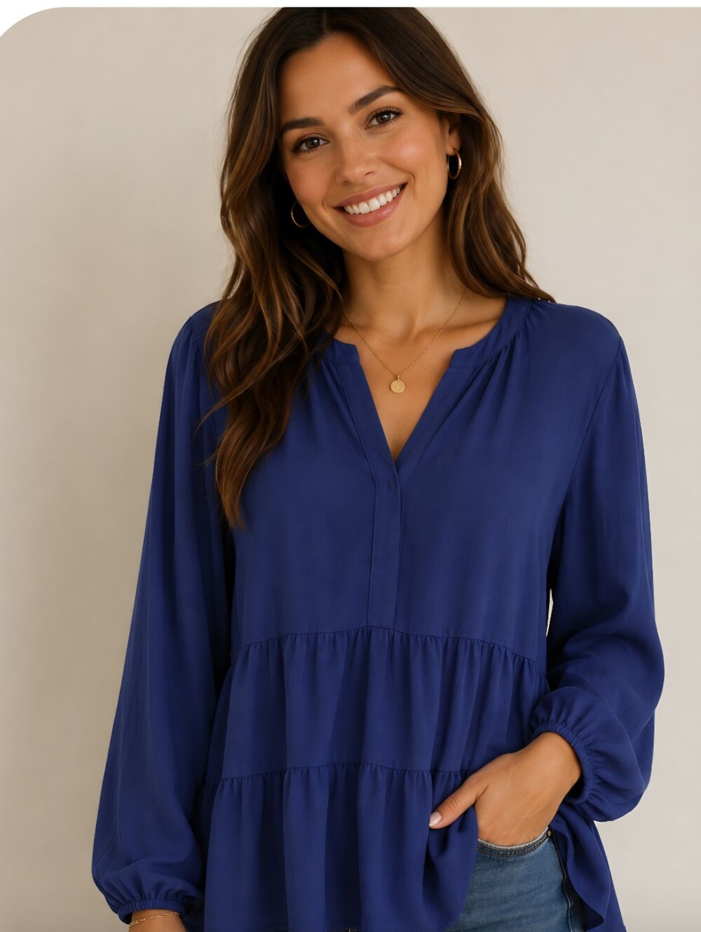 Reitmans Long Sleeve Tiered Short Dress/Blouse